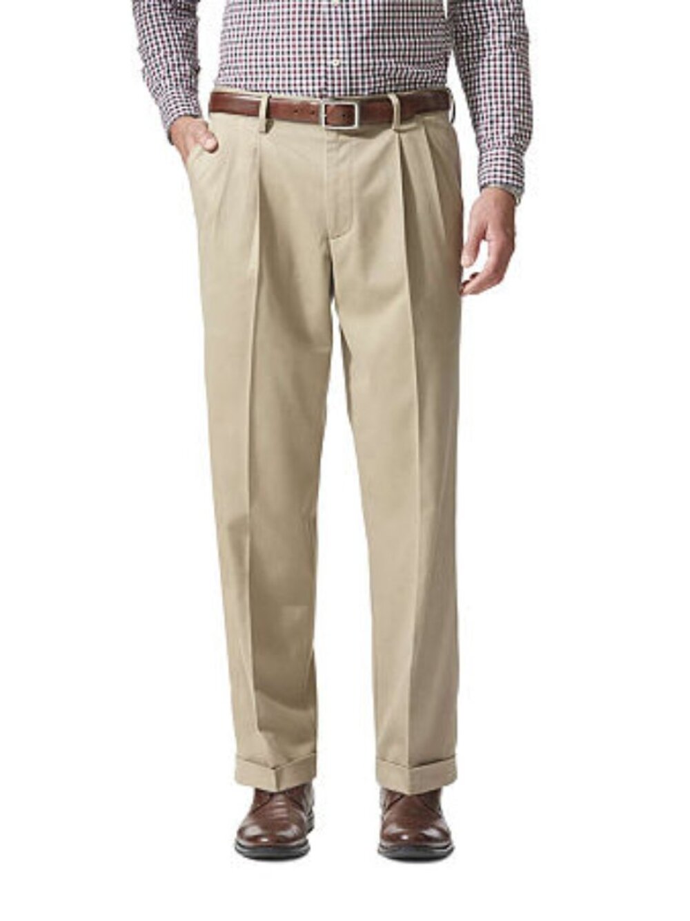 Men's Dockers® Relaxed Fit Comfort Stretch Pleated Cuffed Khaki Pants   NWT